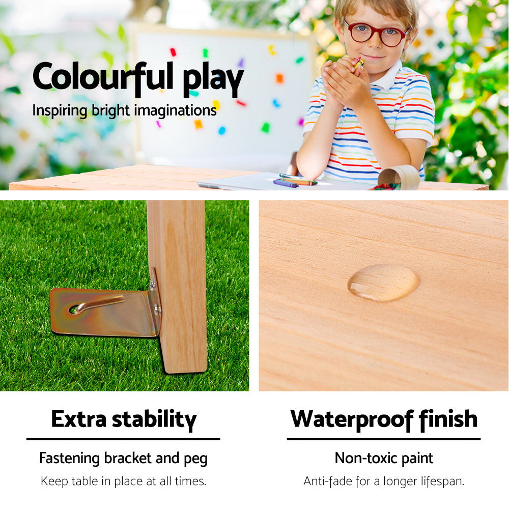 Kids Outdoor Picnic Table and Bench Set Wooden Natural