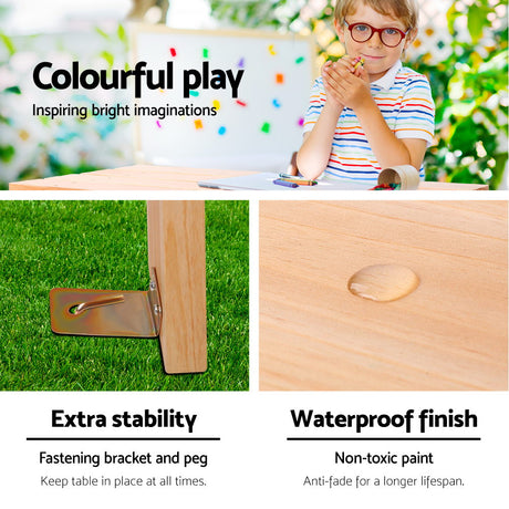 Kids Outdoor Picnic Table and Bench Set Wooden Natural