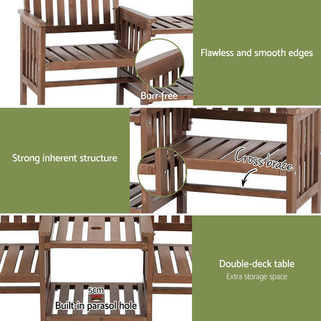 Gardeon Rustic Outdoor Loveseat & Table Set