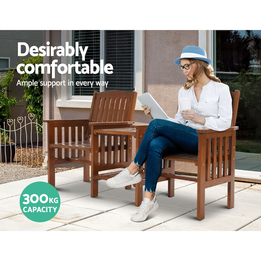 Gardeon Rustic Outdoor Loveseat & Table Set