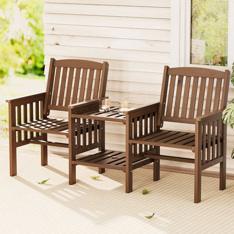 Gardeon Rustic Outdoor Loveseat & Table Set