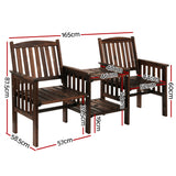 Deepdale Garden Bench, 2 seater, Charcoal Brown