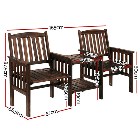 Bonogin Outdoor Loveseat, Charcoal Timber