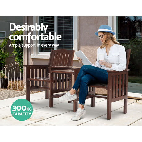 Bonogin Outdoor Loveseat, Charcoal Timber
