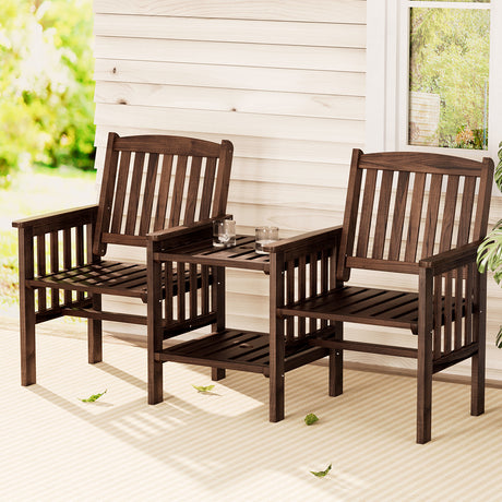 Bonogin charcoal timber outdoor loveseat in an outdoor setting