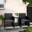 Akolele Loveseat Bench with Table Black