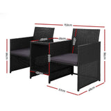 Akolele Loveseat Bench with Table Black