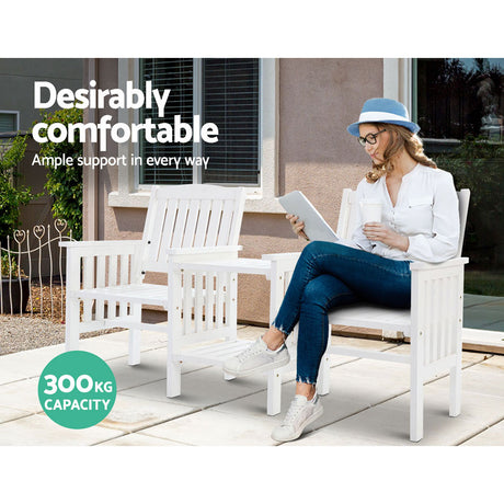 Deception Bay Outdoor Garden Bench Loveseat, White