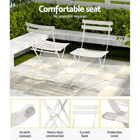 Gardeon 3-Piece Steel Outdoor Bistro Set