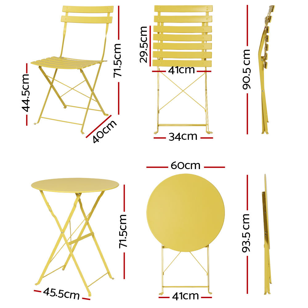 Gardeon 3-Piece Steel Outdoor Bistro Set