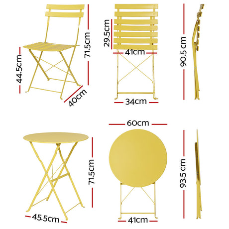 Gardeon 3-Piece Steel Outdoor Bistro Set