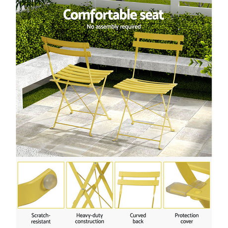 Gardeon 3-Piece Steel Outdoor Bistro Set