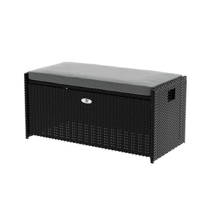 Port Victoria 102L Outdoor Storage Bench Box, Black