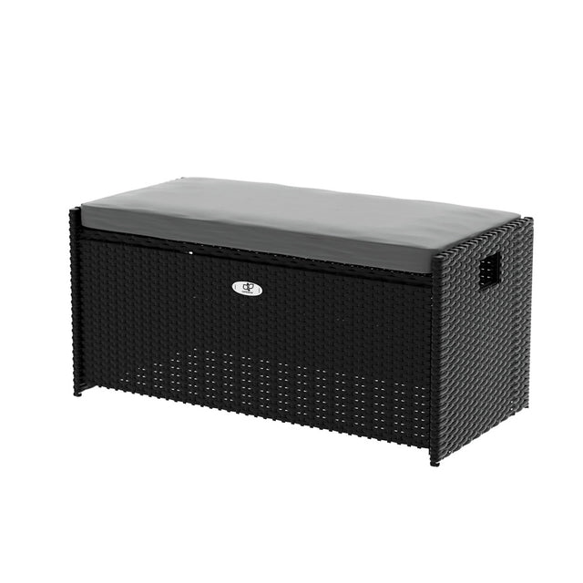 Port Victoria 102L Outdoor Storage Bench Box, Black