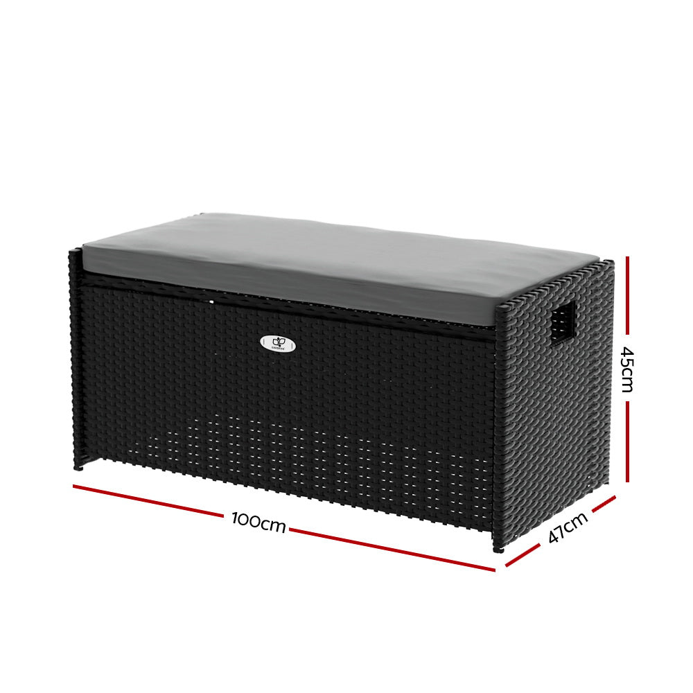 Port Victoria 102L Outdoor Storage Bench Box, Black