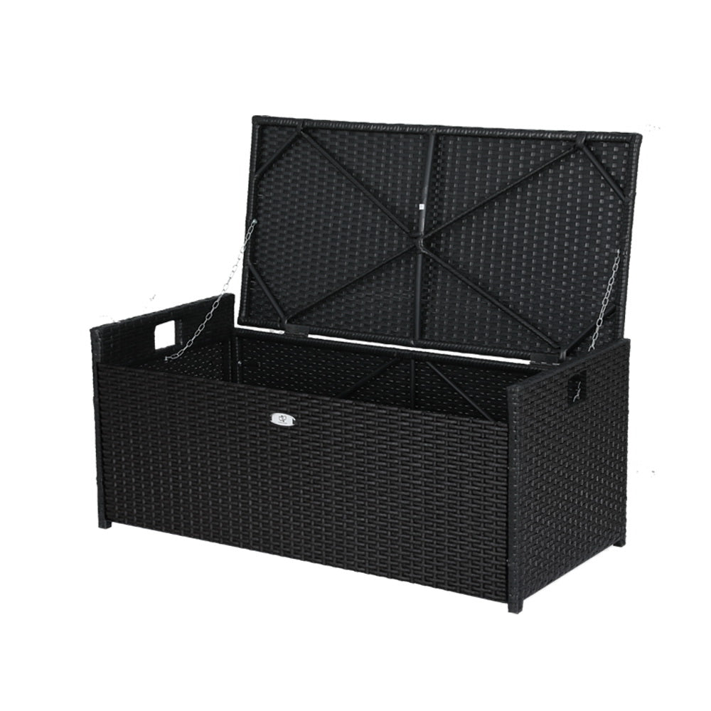 Port Victoria 102L Outdoor Storage Bench Box, Black