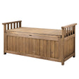Wudinna brown fir wood outdoor storage bench box on a patio