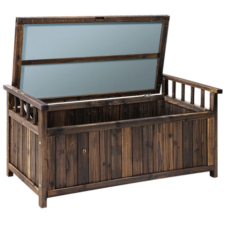 Beechmont charcoal timber outdoor storage box in an outdoor setting