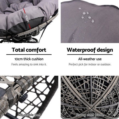 Gardeon Rotatable Papasan Wicker Chair