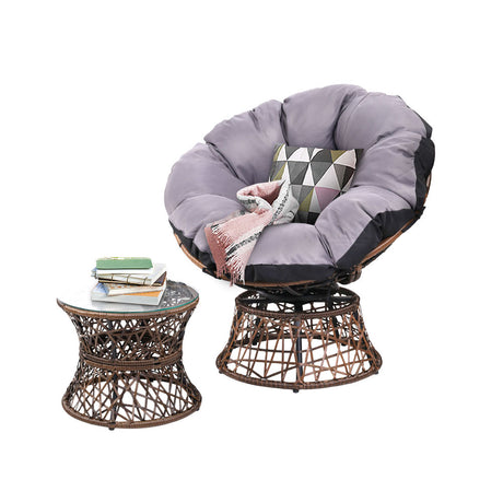 Forrest Beach 2 Piece Papasan Lounge Setting, Brown