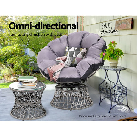 Forrest Beach 2 Piece Papasan Lounge Setting, Grey