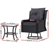 Gardeon 3-Piece Swivel Wicker Bistro Set
