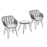 Gardeon 3 Piece Outdoor Bistro Lounge Set Table Chairs and Cushions Grey — Allure Home Collections