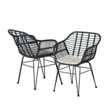Gardeon 3 Piece Outdoor Bistro Lounge Set Table Chairs and Cushions Grey — Allure Home Collections