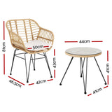 Port Gregory Bistro Set, 3 piece, Natural
