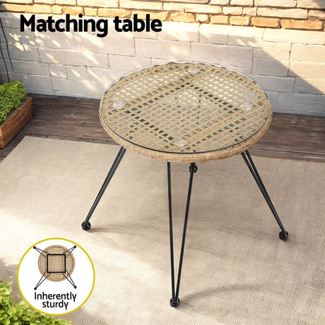 Helensvale 3 Piece Outdoor Lounge Set, Natural Wicker