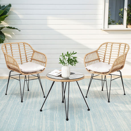 Helensvale natural wicker outdoor lounge set in an outdoor setting