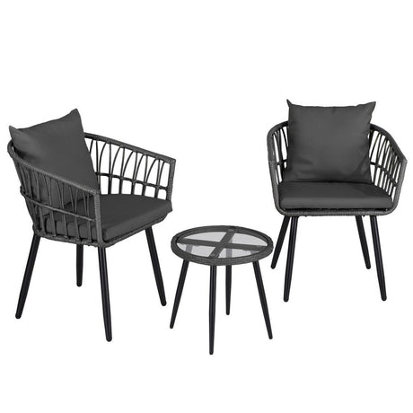Carrara 3 Piece Outdoor Lounge Set, Grey Wicker