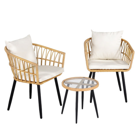Carrara 3 Piece Outdoor Lounge Set, Natural Wicker