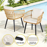 Zuytdorp Outdoor Bistro Set, Wicker Rattan, 3 Piece, Natural