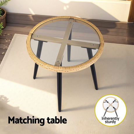 Carrara 3 Piece Outdoor Lounge Set, Natural Wicker