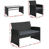 Gardeon 4-Piece Weather-Resistant Rattan Sofa Set