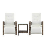 Nambour 3 Piece Outdoor Recliner Set, Brown