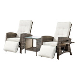 Nambour 3 Piece Outdoor Recliner Set, Brown