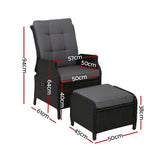 Gardeon Adjustable Wicker Recliner Set