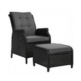 Cairns 2 Piece Outdoor Recliner Set, Black