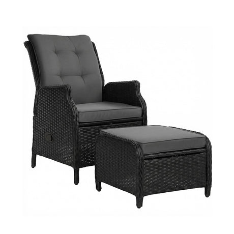 Cairns 2 Piece Outdoor Recliner Set, Black