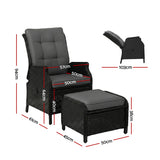 Cairns 2 Piece Outdoor Recliner Set, Black
