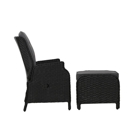 Cairns 2 Piece Outdoor Recliner Set, Black