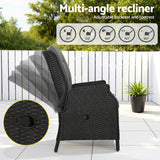 Cairns 2 Piece Outdoor Recliner Set, Black