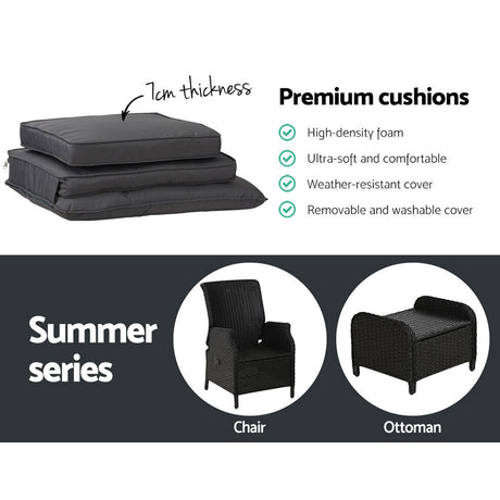 Gardeon 5PC Wicker Recliner Set