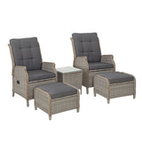 Gardeon 5PC Wicker Recliner Set
