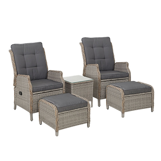 Gardeon 5PC Wicker Recliner Set