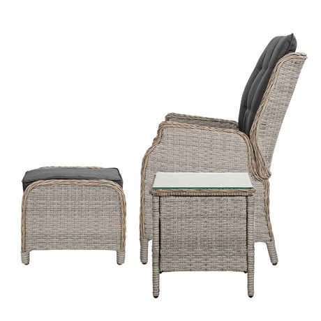 Gardeon 5PC Wicker Recliner Set
