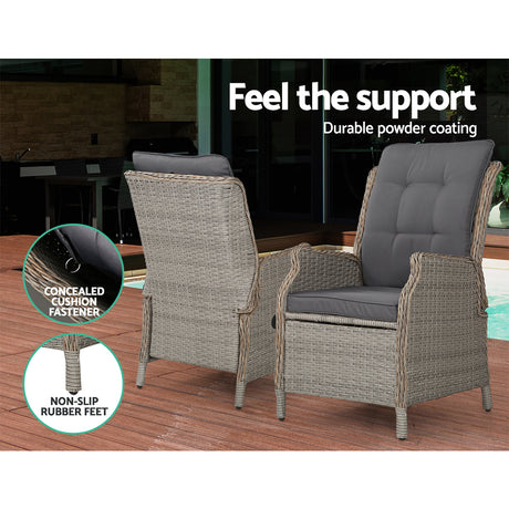 Gardeon 5PC Wicker Recliner Set