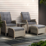 Montville 5 Piece Outdoor Recliner Set, Grey